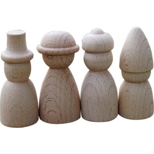 3pcs Beech Wooden Peg Dolls DIY Toys Unpainted Figures Hard Wood Dolls Kids Printed DIY Crafts Blank Handmade Dolls Gift 7cm