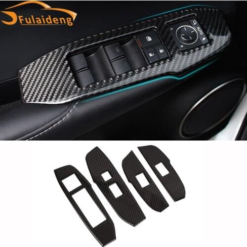 4pcs For Lexus NX200 NX200t NX300h 2015-2018 Carbon Fiber ABS Window Lift Button Panel Trim car styling accessories