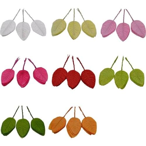 40pcs Mini Nylon Silk Leaf Shape Artificial Flowers Leaves for Wedding Decoration DIY Wreath Scrapbooking Gift Craft Fake Flower