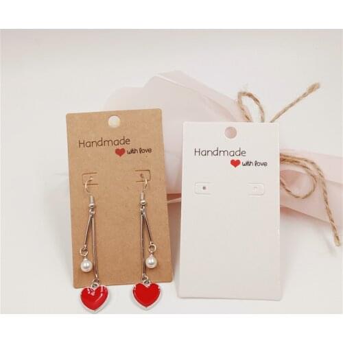 50Pcs Handmade Earrings Kraft Paper Card+50Pcs Transparent OPP bags Long Drop Stud Earring Jewelry Accessory Display Cardboad