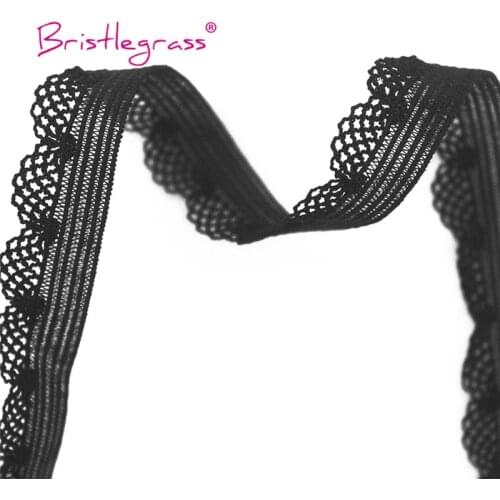 BRISTLEGRASS 100 Yard by Roll 3/8" 10mm Picot Loop Frilly Decorative Lace Trim Elastics Spandex Bands Lingeries Underwear Sewing