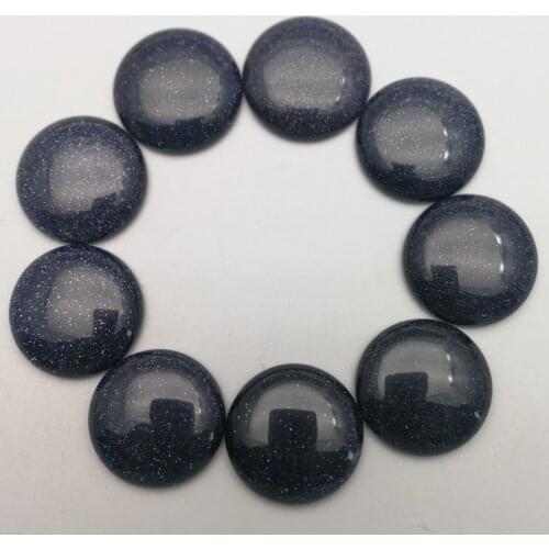 Wholesale fashion 25mm blue sand stone beads good quality round cabochon no hole 12pcs for DIY jewelry making free shipping