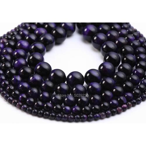 Wholesale Purple Tiger Eye Agates Beads Natural Stone Loose Beads 4 6 8 10 12mm DIY Bracelet Jewelry Making Accessories
