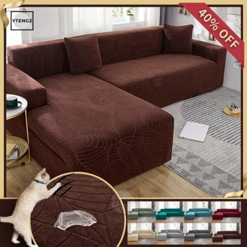 Sofa Chaise Cover Lounge Elastic Sofa Cover Waterproof Sofa Cover For Living Room Jacquard Cushion Cover Stretch Sofa Slipcovers