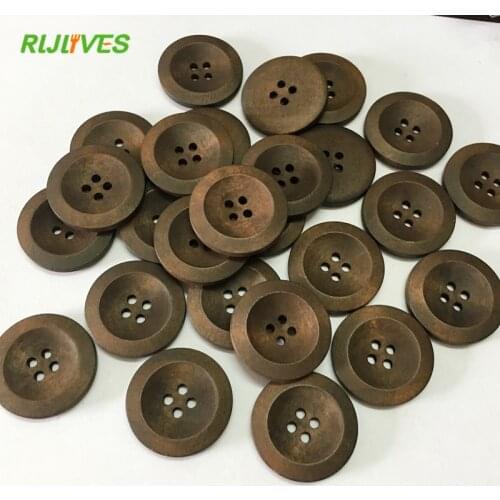 BLack Circle Wooden Buttons Scrapbooking Natural Wood button Fashion clothes buttons for Clothing sewing Accessories