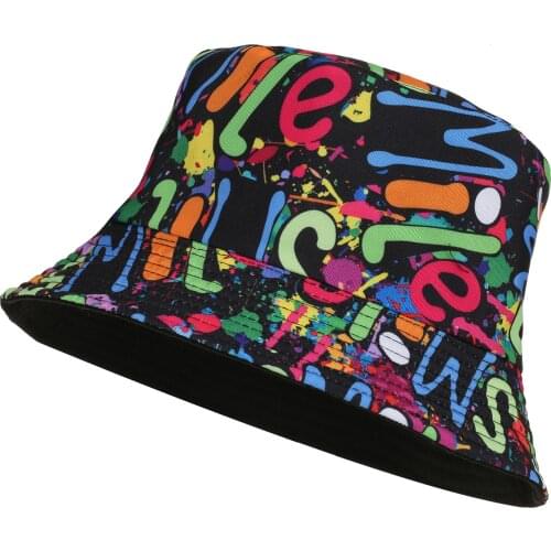 Panama Double-sided Wearing Cap Visor Rainbow Bucket Hat Men And Women Cotton Flat Sun Hat Reversible Sun Tie Dye Fisherman Hat