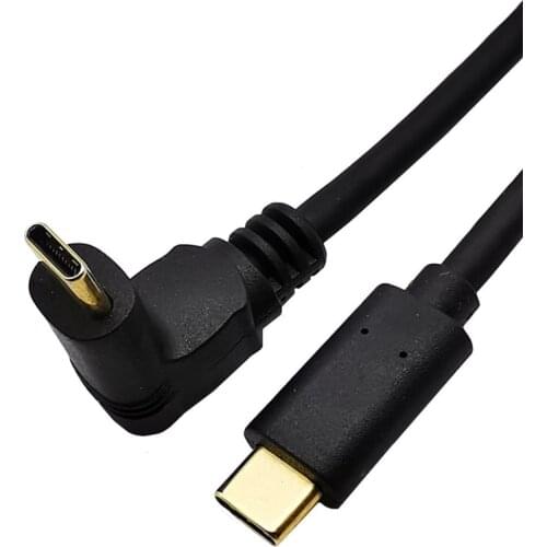 Gold 0.3m 0.6m 1m 1.8m Type-C USB 3.1 Male to USB-C male 90 degree Extension Data Cable Extender Cord Reversible Design
