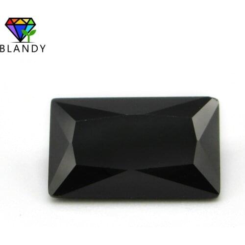 Cubic Zirconia Stone 5A 2x3mm~13x18mm Rectangle Shape Black Loose CZ Stone Synthetic Gems For DIY Jewelry