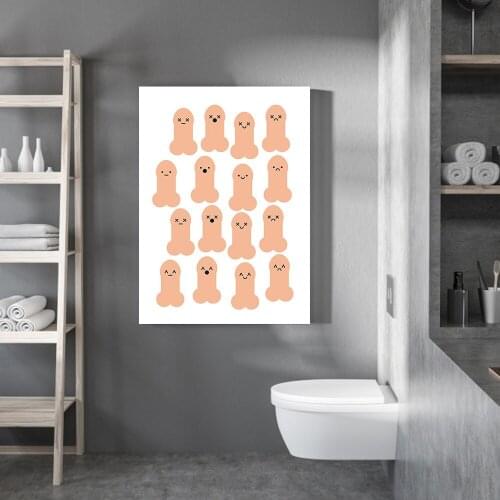 Funny Penis Wall Art Poster Canvas Painting Modern Bathroom Rules Sign Poster Prints Toilet Humour Picture Bathroom Home Decor
