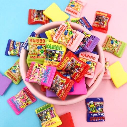 30Pcs Kawaii Cartoon Simulation Candy Fake Food Resin Cabochon Flat back Cabochons for Bows DIY Scrapbooking Craft Accessories
