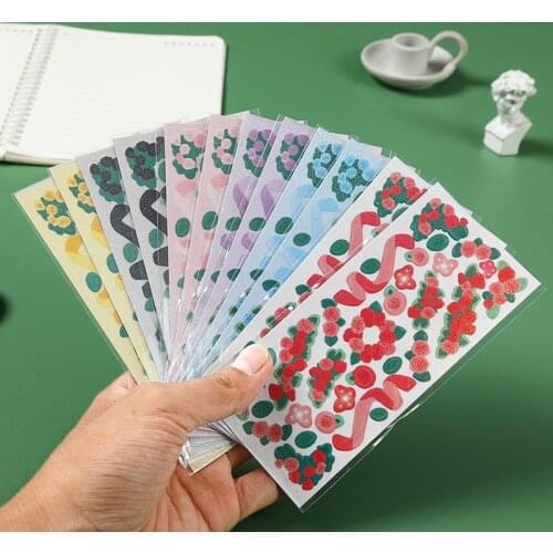 Kawaii Cartoon Hand Account Flower Fine Sand Laser PVC Sticker Hand Account Book DIY Decoration Sticker Key Mark Sticker
