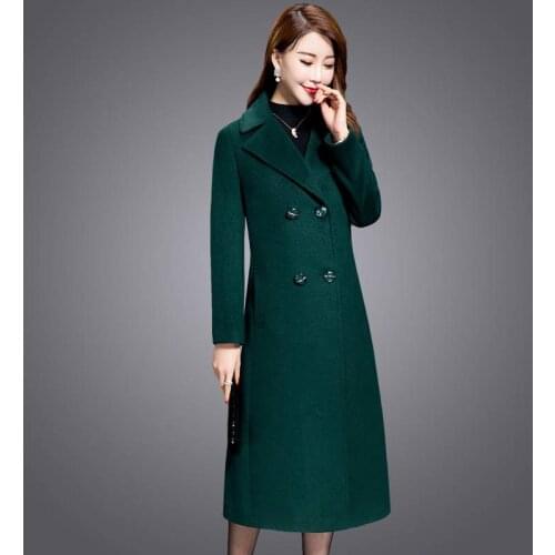 Classic coat Fashion woolen coats Autumn Winter long women coats Double-breasted thick large size wool coat Middle age clothing