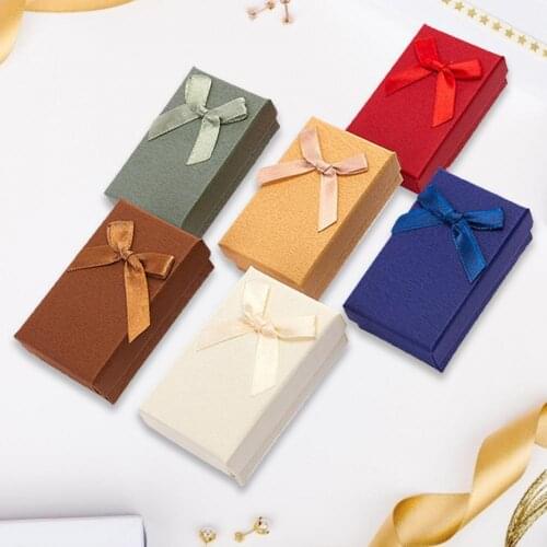 6Pcs Jewelry Box Exquisite Valentine Gift Paper Ribbon Bow Jewelry Gift Box for Women Gift Paper Ribbon Bow Jewelry Gift Box for