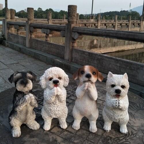 CREATIVE SIMULATION ANIMAL RESIN PUPPY DOG CATS STATUES ORNAMENTS GARDEN LAWN BABY ROOM HOME DECORATION ARTIFICIAL DOG SCULPTURE