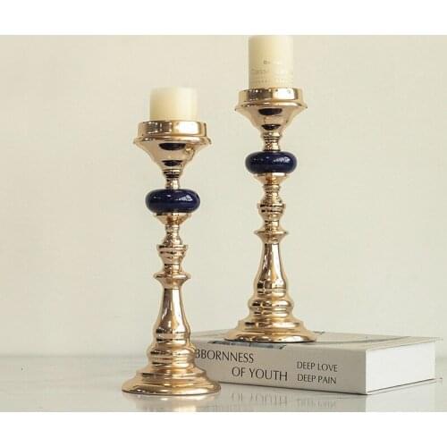 Metal iron plating candle holder Nordic creative decoration Aromatherapy candle container European wedding set ceramic candle