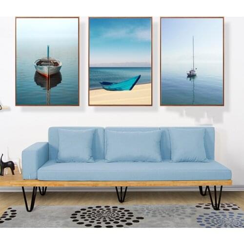 Sea Beach Sailing Boat Seascape Canvas Poster Home Art Print Wall Art Canvas Painting for Bedroom Nordic Decoration