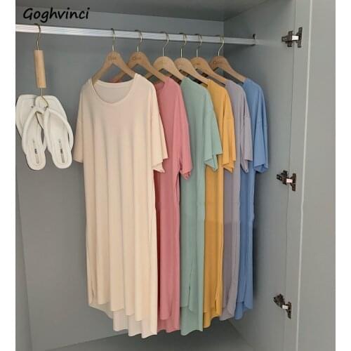 Nightgowns Women 6 Colors All-match Fashion Harajuku Thin Mini Simple Casual Summer Loose Ins Sweet Lounge Breathable Nightdress