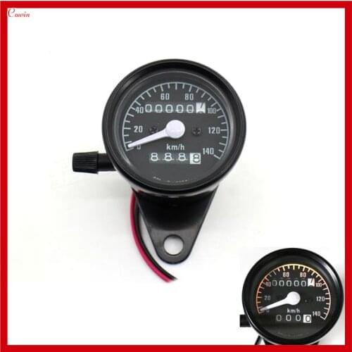 New Universal Retro Black 12V Motorcycle Odometer Speedometer Speed Gauge 2 In 1 With Back Light