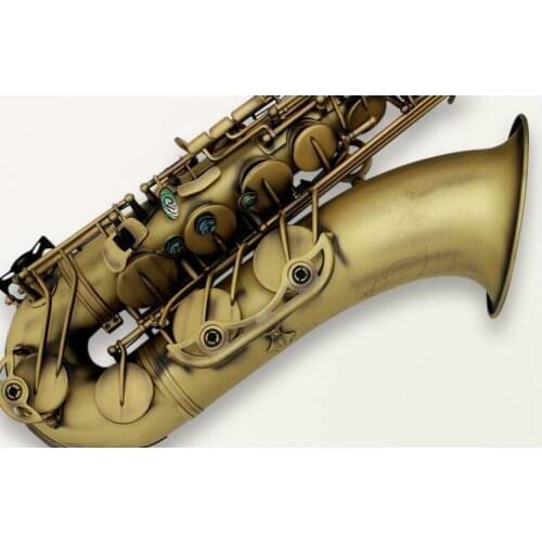 Professional Bb Tune Brass Tenor Saxophone Matte Antique Copper Abalone Music Instrument Shell Button Sax With Mouthpiece Case