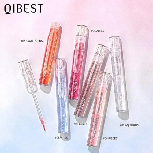 QIBEST Moisturizing Lip Gloss Base Lipstick Makeup Water Lip Tint Glitter Lip Plumper Shimmer Mint Flavor Transparent Lipstick