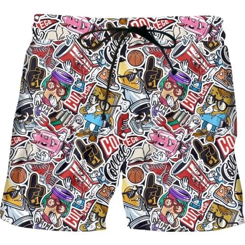 IFPD Mens Board Shorts Summer Casuals 3d Campus Graffiti Printed Beach Men Short Pants Comfortable Streetwear Oversized 6XL
