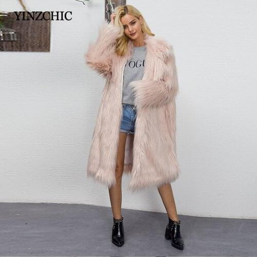 Euro Style Woman Fake Fur Coat Winter New Womans Long Faux Fur OverCoats Warm Outwear Fur Coat For Woman Street Party Fur Coats