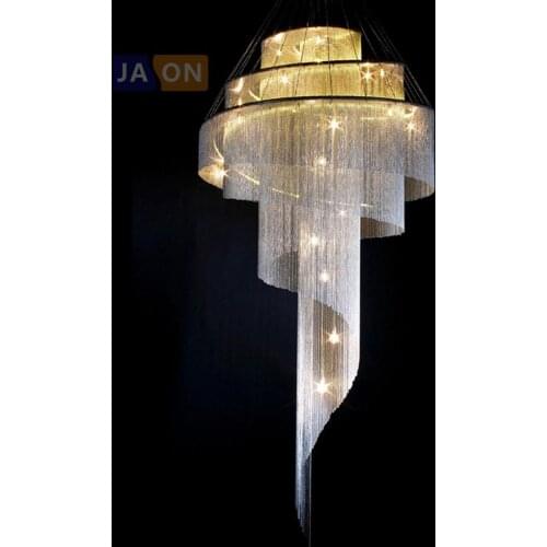 Led e14 Retro Iron Aluminum Chain Gold Bronze Chrome Pendant Lamp.Pendant light Suspension Luminaire Lampen For Straircase Foyer