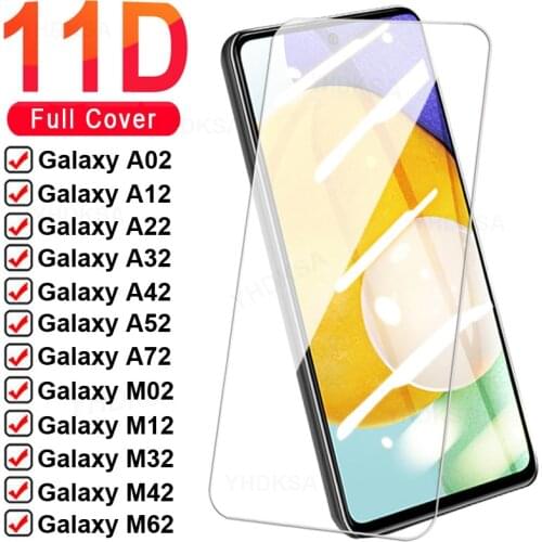 11D Safety Tempered Glass For Samsung Galaxy A02 A12 A22 A32 A42 A52 A72 5G Screen Protector M02 M12 M32 M42 M62 Protective Film