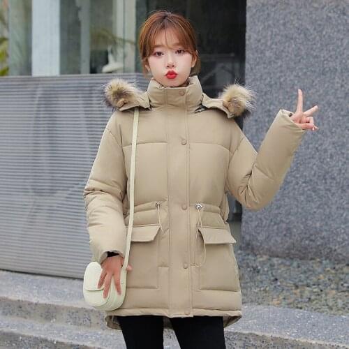 2021 Plus Size Winter Jacket Women Natural Fur Collar Hood Thicken Warm Down Parkas Female Padded Coat Loose Oversized Outerwear
