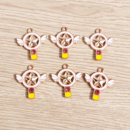 10pcs 22*24mm Alloy Enamel Star Magic Charms Pendants for Jewelry Making Drop Earrings Necklaces Keychain DIY Crafts Accessories