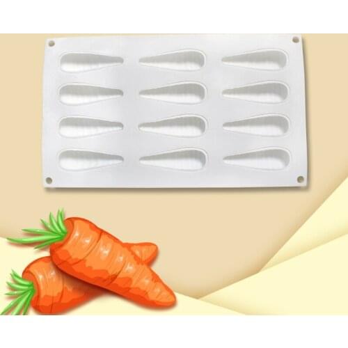 12 Cavity 3D Carrot Bunny Silicone Mold for Baking Chocolate Mousse Cake Mould
