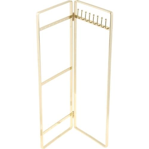 2-Panel Jewelry Organizer Metal Jewelry Holder Foldable Jewelry Hanger Portable Jewelry Display Rack Earrings Necklaces Bracelet