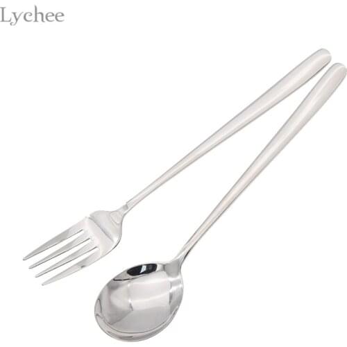 Lychee Life 2pcs Western Stainless Steel Tablewares Silver Color Dinnerware Kitchen Supplies