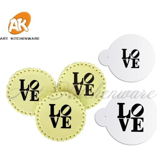 2PCS LOVE Valentine Cookie Stencil Cupcake Stencil Mold Stencil for Cake Decorating Tools Set Cupcake Stencil Cake Tools ST-680