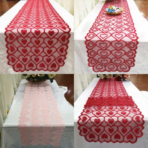 3 Styles Valentines Day Red Table Cloth Disposable Tablecloth Wedding Birthday Party Lace Fabric Tablecloth Table Runner