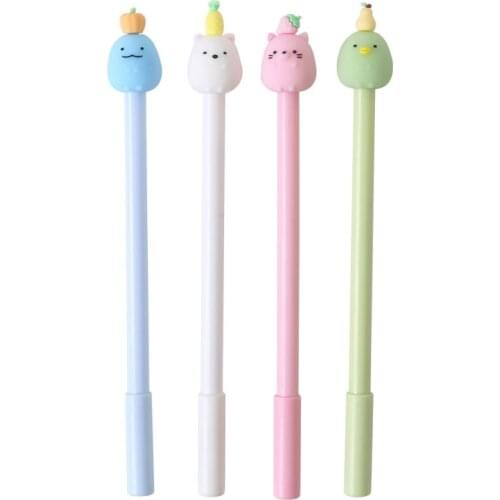 8 Pcs Kawaii Gel Pens Creative Cartoon Fruit Head Gel Pen Black Ink Student Stationery Gel Pen Kids Prizes Wholesale