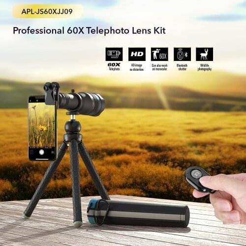 APEXEL HD 60X Phone Camera Lens Telescope Lens Super Telephoto Zoom Monocular Extendable Tripod With Remote For Most Smartphones