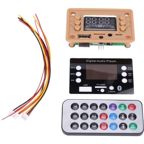 Bluetooth 5.0 MP3 Decoder Board Module with Display 12V Car USB MP3 Player WMA WAV TF Card Slot /USB / FM with Remote Controller
