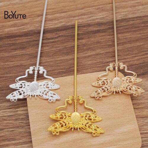 BoYuTe (10 Pieces/Lot) 53*44MM Alloy Dragonfly Hair Stick Materials Factory Supply Diy Antique Chinese Clothing Accessories