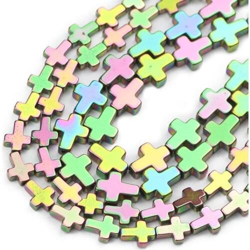 Cross Jesus Hematite Natural Stone New Green Loose Spacer Beads For Jewelry Making Diy Charm Bracelet Accessories 4x6/6x8/8x10MM