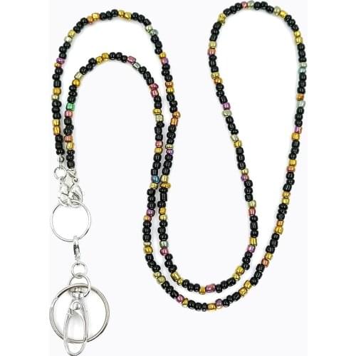 Beaded Chain Stainless Steel Chain Badge Holder Bead Lanyards for Keys ID Badge Holder Lanyard Necklace For Woman