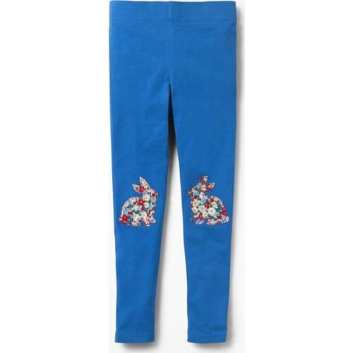 Jumping Meters Blue Rabbit Baby Girls Leggings Animal Applique Kids 100% Cotton 2018 Brand Children Trousers Pants Clothes Embd