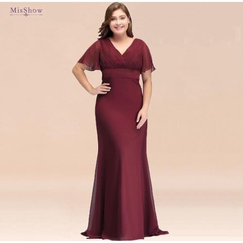 Ship Within 24 Hours Vestido De Festa Chiffon Burgundy Bridesmaid Dress plus size Women Long Formal Gown bridesmaid dresses