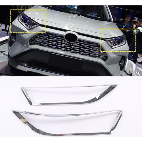 Fit for Toyota RAV4 XA50 2019 2020 Car Styling ABS Glossy Exterior Front Head Lights Lamp Trim Covers 2pcs Auto Accessory