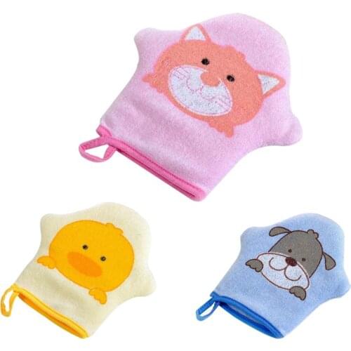 Cotton Baby Bath Shower Brush Super Soft Cute Animal Modeling Sponge Powder Rubbing Towel Ball for Baby Children 3 Color