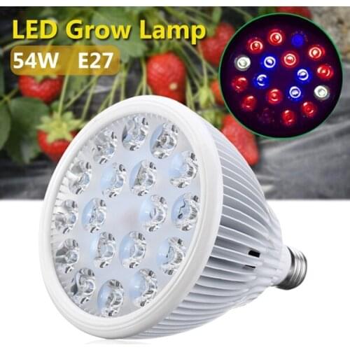 Jiguoor LED Plant Grow Light Blub E27 54W Aluminum Efficient Full Spectrum Growth Lamp Blub For Greenhouse Hydroponics Veg Plant