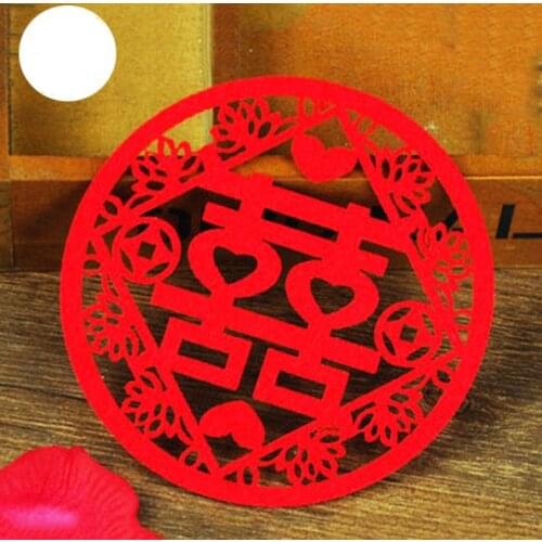 Chinese Style Non-woven Double Happiness Coasters Wedding Supplies Anniversary Present Wedding Favors Cup Mat SN1126