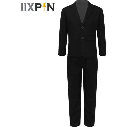 2Pcs Gentleman Kids Tuxedo Dress Suit Boys Formal Suit Blazers Pants Clothes Sets Flower Boys Wedding Party Performance Costume