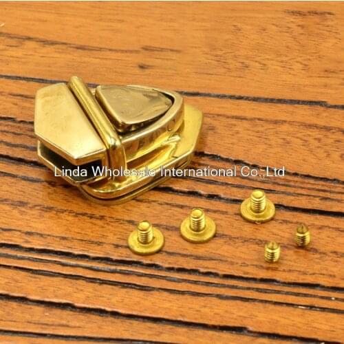 Leather case brass lock catch,Release Buckle Hardware Accessories Plug Lock Copper Chain Manual Cricket-Cap Lock 25.8*34mm
