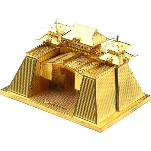Microworld 3D DIY Metal Puzzle Yangzhou City Gate Tower building models Educational Puzzle laser cutting Gifts Toys For Children